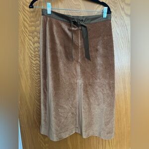 Banana Republic Brown Velvet Maxi Skirt with Satin Waist Tie